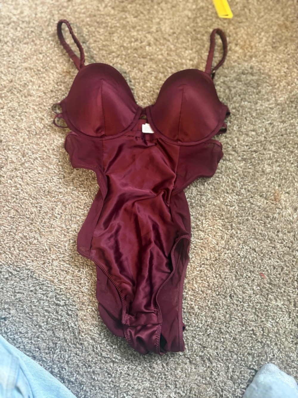 Auden Satin Teddie Bodysuit - Burgundy Wine NEVER WORN